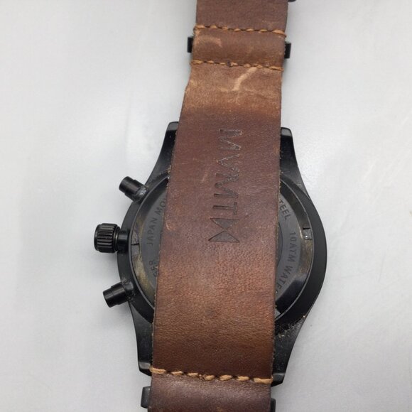 MVMT Outback Chronograph Watch Men 42mm Black Date Leather Band New Battery - Picture 11 of 15